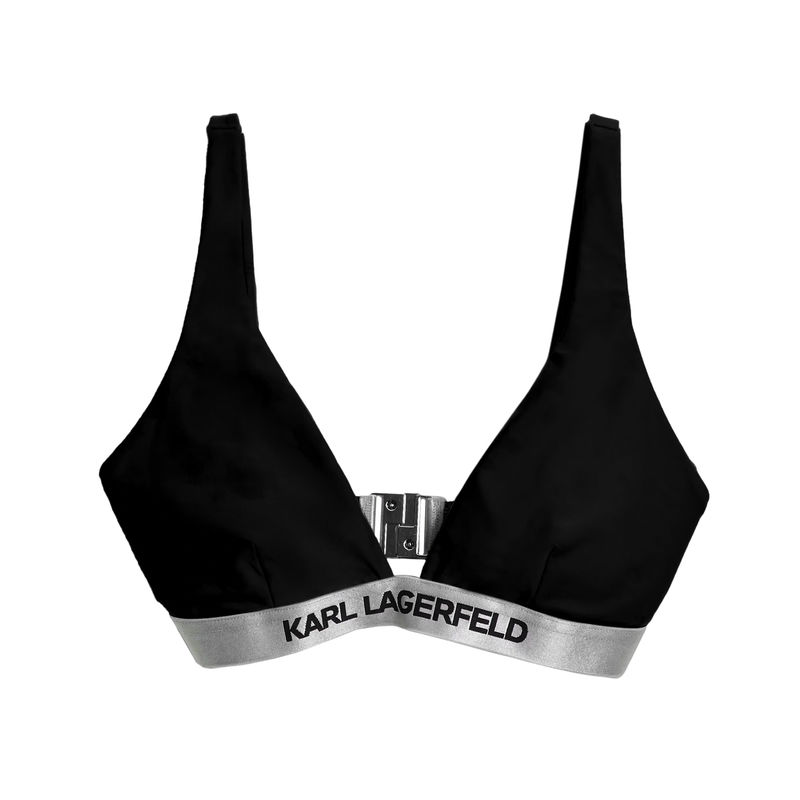 Ženski kupaći Karl Lagerfeld logo triangle top w/ elastic