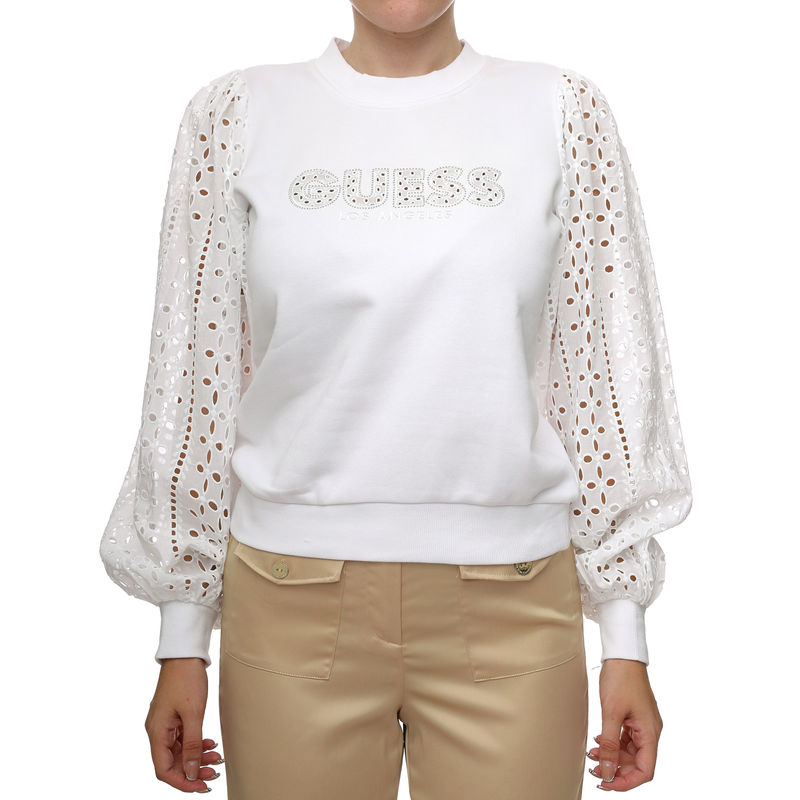 Ženski duks Guess Cn Sangallo Slv Sweatshirt