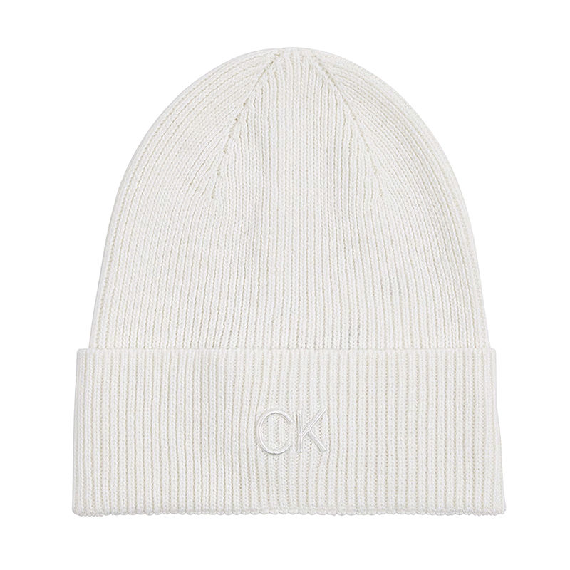 Ženska kapa Calvin Klein CK EMBROIDERY FINE RIB BEANIE