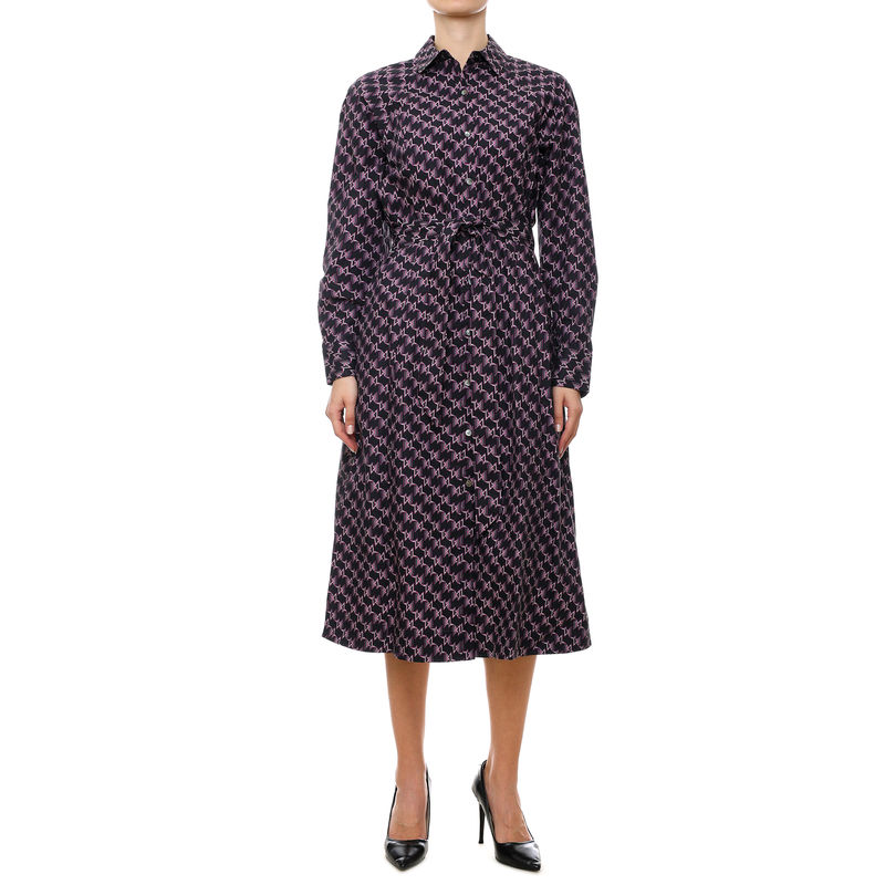 Ženska haljina Karl Lagerfeld MONOGRAM PRINTED POPLIN DRESS